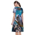 thumbnail image 2 of Bixox Robe d'Été à Manches Courtes pour Femme, Coupe Ample Évasée, Longueur Genou, avec Poches - Nage en Tortue de Mer, 2 of 7