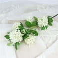 thumbnail image 5 of White Hydrangea Artificial Flowers, 31.1in Faux Hydrangea Bouquet with 5 Head, Silk Fake Flowers with Stems for Vase, Wedding Bouquet, Home Decor, DIY, Baby Shower, Centerpieces Decoration (1Pc), 5 of 6