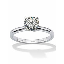 PalmBeach Jewelry Round Cubic Zirconia Solitaire Engagement Ring 1.08 TCW in Yellow Gold-Plated or Sterling Silver