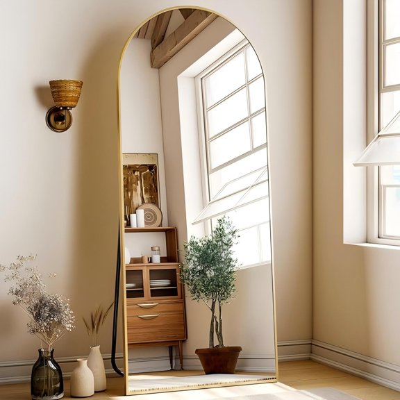 Lumora 65"x 24" Arch Full Body Mirror Full Length Mirror with Stand Modern ,Gold