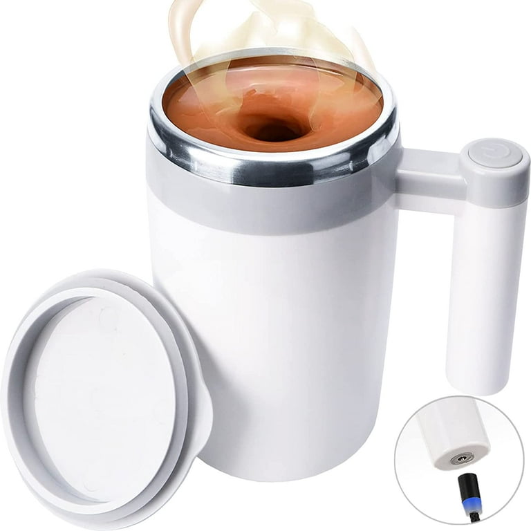 Myclong Self Stirring Mug,Rechargeable Auto Magnetic Coffee Mug with 2Pc  Stir Bar,Waterproof Automatic Mixing Cup for Milk/Cocoa at