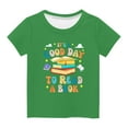 thumbnail image 2 of Zwiiyzr Summer Shirts for Girls and Boy Toddler Kids "It'S A Good Day To Read A Book" Short Sleeve Round Neck Tee for 3-14 Years Green, 2 of 4