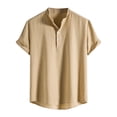 thumbnail image 1 of Birdeem Chemise Homme Rayée Col Montant Décontractée Ample Grande Manches Courtes Imprimée Chemise Haut Blouse, 1 of 4