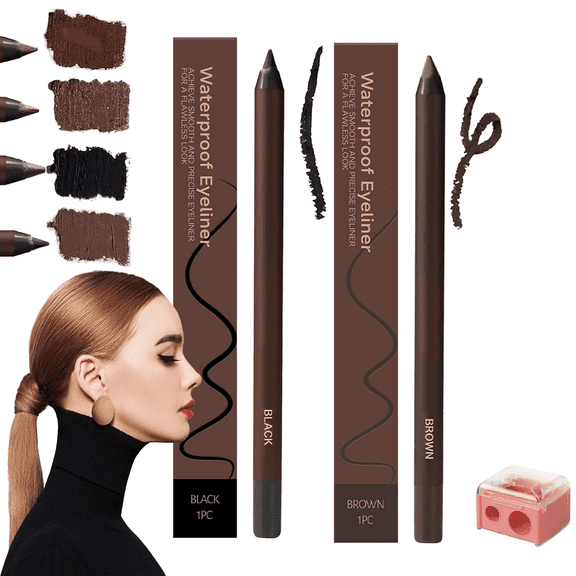 Eyeliner Pencil Waterproof Duo Chocolate and Plum,24 Hr Waterproof Eyeliner Duo Sharpenable Eye Pencil for Daily Makeup,Long Lasting,No Smudging, No Fading,Duo Sharpenable waterproof Eye pencil (C D)