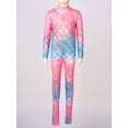 thumbnail image 4 of CHICTRY Kids Girls Mermaid Cosplay Jumpsuit Halloween Costume Fish Scales Print Long Sleeve Dance Gymnastics Unitard Type D 5-6, 4 of 7