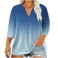 thumbnail image 3 of Women's Plus Size Short Sleeve V Neck Tops Blouses Shirts Floral Print Loose Fit Casual Daily Wear Business Office Vacation Fashion Essential Gift for Women | CSEONE,Navy L, 3 of 9