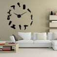 thumbnail image 3 of Reloj de pared con espejo acrílico DIY, pegatinas de pared 3D grandes para sala de estar Negro, 3 of 8