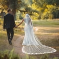 thumbnail image 4 of Shisuyan Single Layer Wedding Veil Mesh Embroidery Lace Edge Bridal Long Veil with Comb Wedding Accessory, 4 of 8