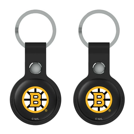 Keyscaper Boston Bruins Black Leatherette AirTag Holder 2-Pack