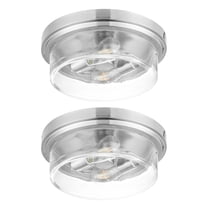 Prominence Home 2 Pack Madalyn 13" Ceiling Light, Clear Drum Glass, Brushed Nickel