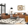 thumbnail image 6 of Roundhill Furniture Sakan Leather Upholstered 3-Piece Living Room Set, Sofa and 2 Cutler Chairs, Caramel, 6 of 13