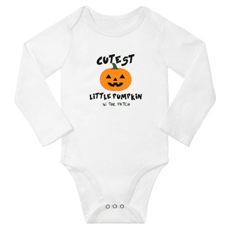 

Little Pumpkin In The Patch Halloween Funny Baby Long Sleeve Clothing Bodysuits Boy Girl Unisex (White 6-12M)