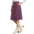 thumbnail image 4 of INSPIRE CHIC Women's Corduroy Skirt High Waist Button Front Belted Midi Skirt Dark Purple S, 4 of 6