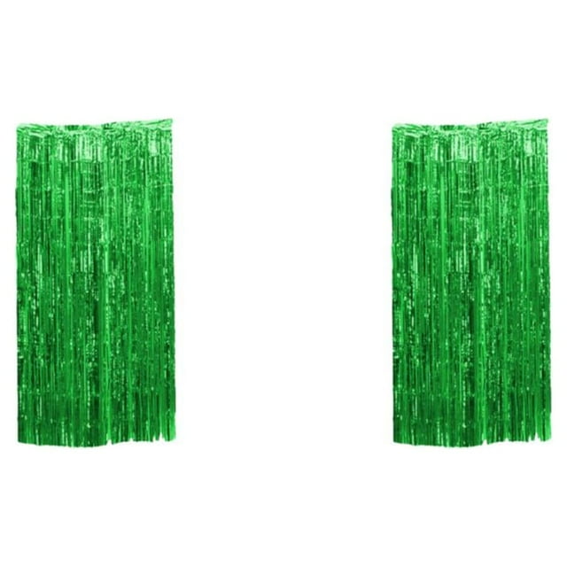 relayinert Vibrant Foil Fringe Curtain Wide Application And Customizable Options Green 3*1m 2Set