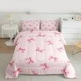 thumbnail image 2 of Manfei Princess Bow Knot Queen Comforter Set 3 Pieces, Cute Bowtie Bedding Sets for Girls, Pink Bow Ribbon Bedding Comforter Set, Ultra Soft Home Decor, 2 of 8