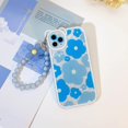 thumbnail image 2 of Compatible for iPhone 11 Pro Max Case Clear Floral Bear Camera Lens with Flower Beaded Lanyard Wrist Strap for Women Girls, Soft TPU Shockproof Protective Cover-Blue, 2 of 13