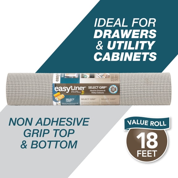 EasyLiner Select Grip Shelf Liner, Light Gray, 20 in. x 18 ft. Roll