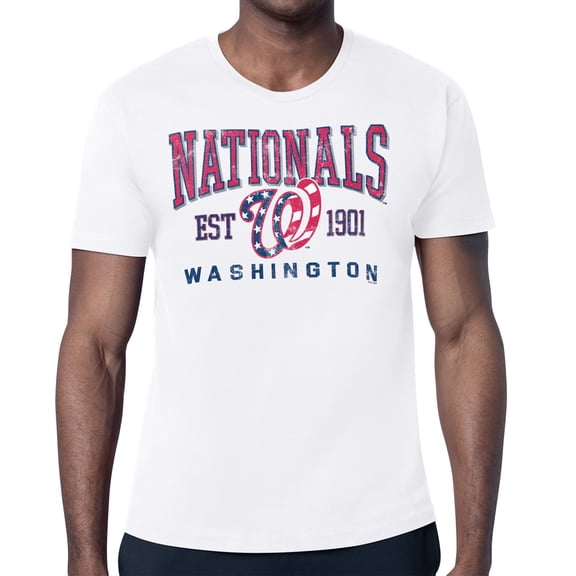 Men's Starter White Washington Nationals Distressed Logo T-Shirt