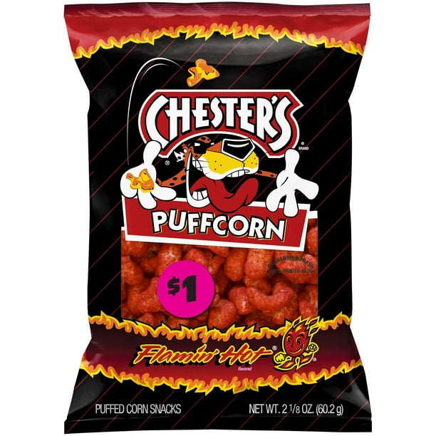 Chester's Flamin' Hot Puffcorn Puffed Corn Snacks 2.125 oz. Bag
