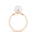 thumbnail image 2 of Angara Japanese Akoya Cultured Pearl Chevron Ring with Diamond in 14K Rose Gold for Women | June Birthstone Jewelry for Her, 2 of 7