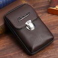 thumbnail image 4 of Bolsa Litchi Patrón Monedero Hombres Cuero Tarjeta Cartera Cinturón Bolsas (Café Vertical) JShteea Para Estrenar, 4 of 9