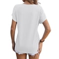 thumbnail image 5 of NFTOEIULA Women Fold V Neck Raglan Short Sleeve Chain Jacquard T-Shirt, 5 of 7