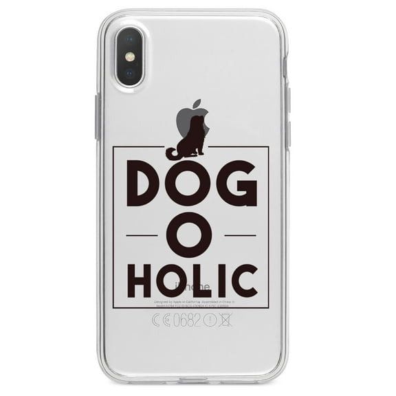 DistinctInk Clear Shockproof Hybrid Case for iPhone XS Max (6.5" Screen) - TPU Bumper Acrylic Back Tempered Glass Screen Protector - Dog O Holic - Dogoholic