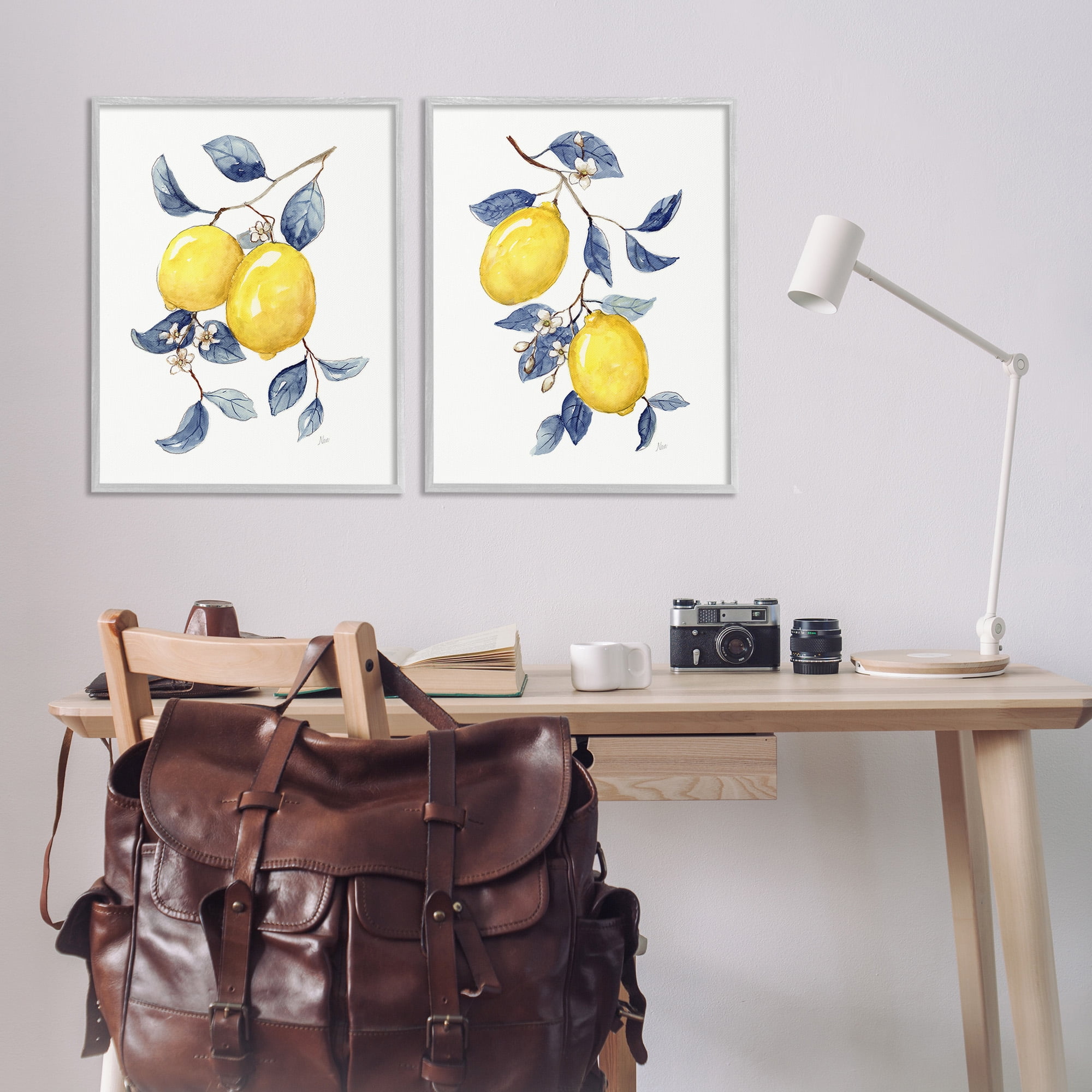 Stupell Industries Budding Lemon Blossoms Food & Beverage Painting Gray Framed Art Print Wall Art, 24 x 30, Set of 2