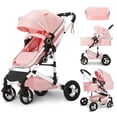 thumbnail image 1 of Kinder King 2 in 1 Convertible Baby Stroller, Folding High Landscape Infant Carriage, Newborn Reversible Bassinet Pram, Adjustable Canopy, Diaper Bag, Pink, 1 of 5