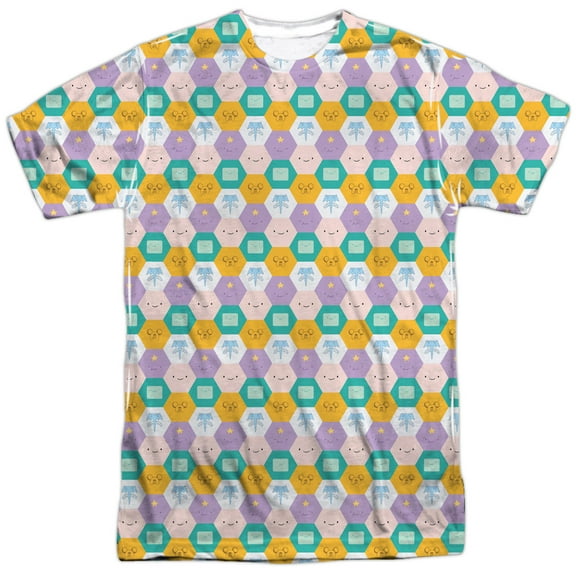 Adventure Time Men's  Hexagon Pattern Sublimation T-shirt White