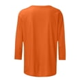 thumbnail image 3 of TQWQT 3/4 Sleeve Shirts for Women Loose Fit Crewneck Dressy Casual Tops Lightweight Solid Color Comfy Cute T Shirts Orange M, 3 of 5