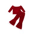 thumbnail image 1 of Kmbangi Christmas Little Girls Outfit, Off Shoulder Tops, Bell-bottomed Pants, 1 of 10