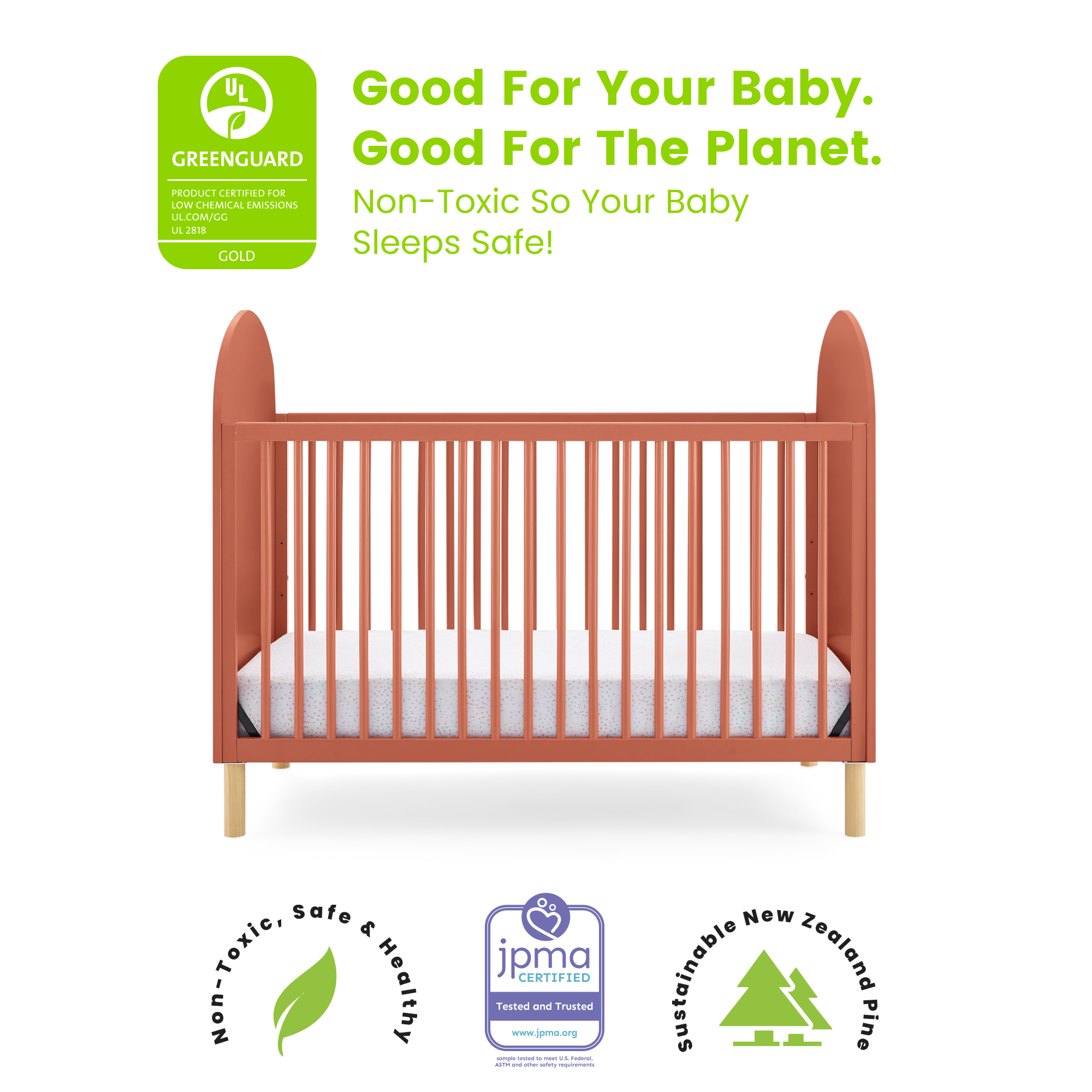 Delta Children Reese 4-in-1 Convertible Crib - Greenguard Gold Certified, Sedona/Natural - image 5 of 19