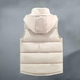 thumbnail image 4 of Zimjoy Beige Puffer Vest for Men Windproof Thick Big and Tall Heated Vest Thermal Detachable Hooded Outdoor Vests Casual Lightweight Zip Up Puffer Jacket Men with Pockets, Beige S, 4 of 8