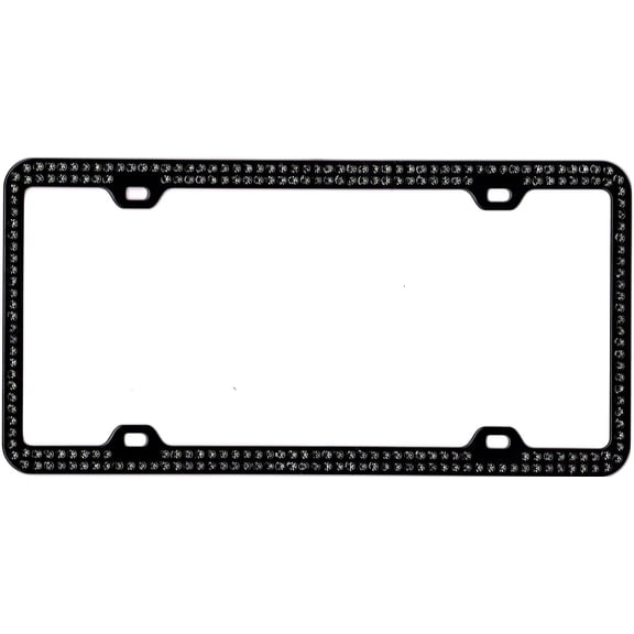 Black With Double Row Black Crystals License Plate Frame
