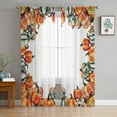 thumbnail image 3 of Sheer Curtains 63 inches Long, Fall Thanksgiving Watercolor Pumpkin Autumn Harvest Light Filtering Sheer Window Curtains Rod Pocket Voile Drapes for Bedroom Living Room, 52"W x 63"L 2 Panels, 3 of 7