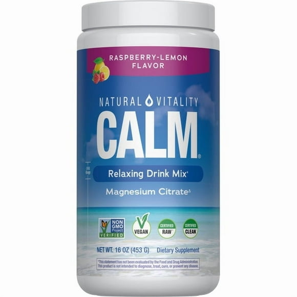 Natural Vitaliyu CALM Suplemento de Magnesio en polvo, 16 oz sabor frambuesa - limón
