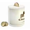 thumbnail image 2 of Chicago Skyline Piggy Bank, USA City Old Fashioned Urban in Earth Toned Retro Poster Design, Ceramic Coin Bank Money Box for Cash Saving, 3.6" X 3.2", Eggshell Chocolate, by Ambesonne, 2 of 4