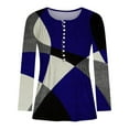 thumbnail image 4 of IROINNID Reduced Tunic Tops for Women Womens Oversized Shirt Daily Summer Fold Printed Regular Long Sleeves Round Neck Button Top,Blue, 4 of 4
