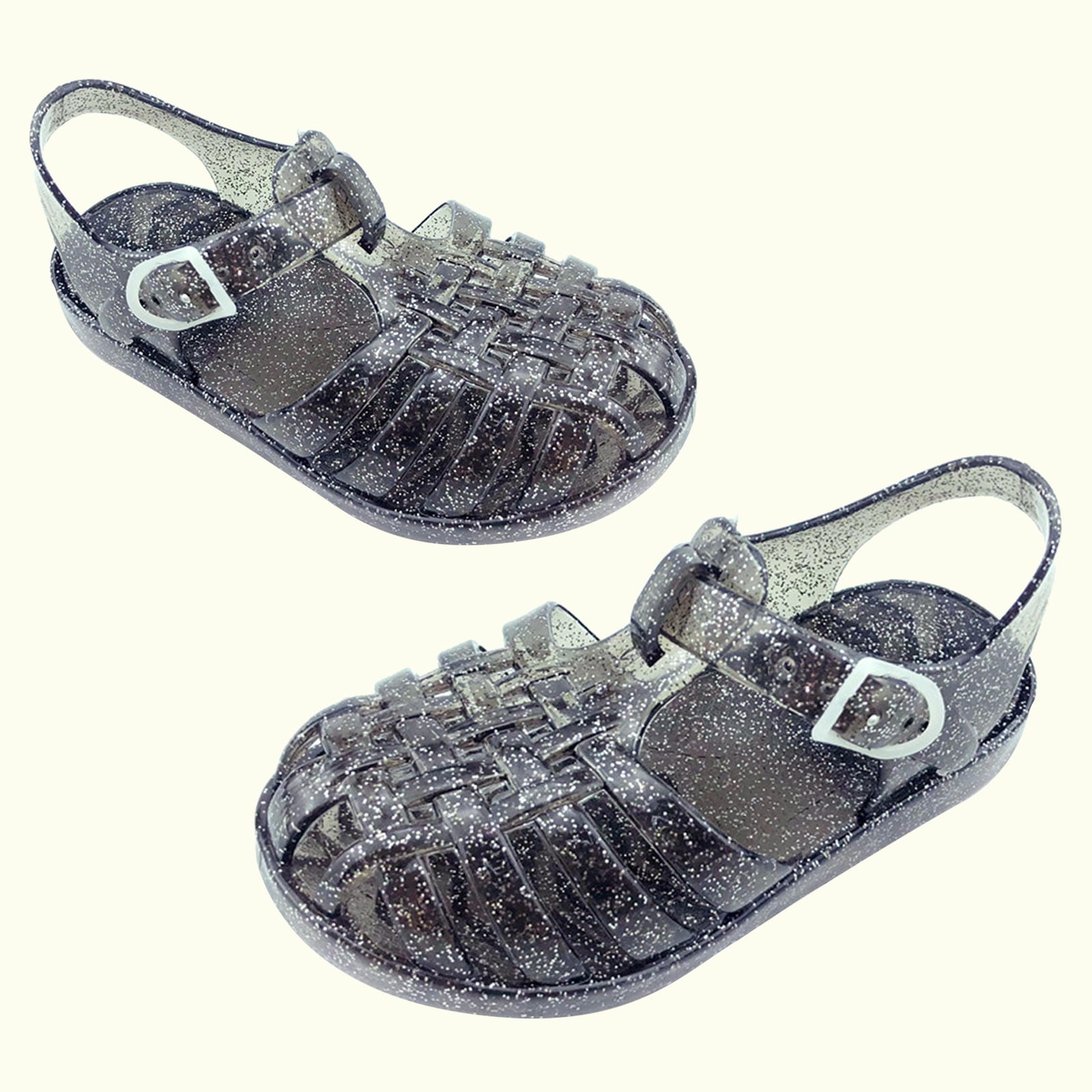Virmaxy Toddler Baby Girls Sandals New Closed Toe Jelly Sandals Hollow Out Anti Skid Soft Sole Buckle Sandals Comfort Premium Summer Outdoor Casual Beach Sandals Black-B 8