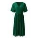 thumbnail image 5 of Vestido largo elegante con cuello en V y pliegues para mujer - Vestido midi fluido de gasa con corte en A - Adecuado para el trabajo, bodas, fiestas y uso diario, 5 of 5