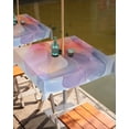 thumbnail image 2 of Boanket Outdoor Tablecloth with Umbrella Hole for Patio/Picnic/Party/Camping, Abstract Art Waterproof Table Cloth Square Cover Washable, Wave Modern Art Purple Yellow Blue (60"x 60"), 2 of 7