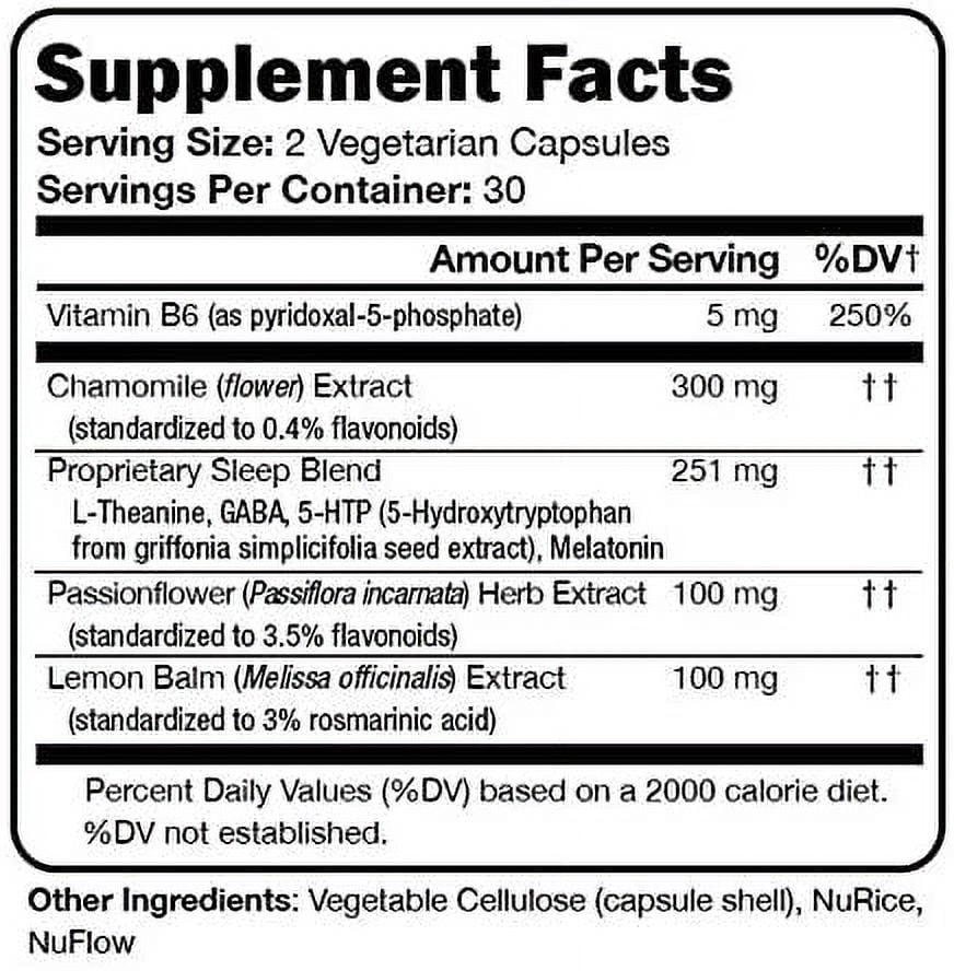 Sleep Script Capsules with Chamomile, Passionflower, Theanine, 5-HTP, Melatonin, Lemon balm for Relaxation 60ct by Suzy Cohen