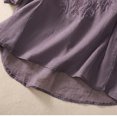 thumbnail image 5 of DDAPJ pyju Cotton Linen Shirts for Women Vintage Floral Embroidery Top Dressy Casual V Neck Blouses with Curved Hem 2025 Purple XL, 5 of 6