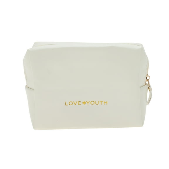 Unique Bargains 1 Pc Convenient Drawstring Makeup Bag for Vacation Business Travel PU White