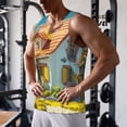 thumbnail image 5 of Gukieu Cozy Cartoon Backyard Print Men's Quick Dry Fitness Vest, Round Neck Sleeveless Fitness Bodybuilding Top-X-Large, 5 of 7