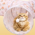 thumbnail image 4 of 3 Ways Cat Tunnel Pink Printed Rabbit Hides Peep Hole Kitten Tube Play Toy Y Y Shape, 4 of 8