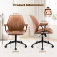 thumbnail image 2 of FelixKing Ergonomic Leather Desk Chair Mid Back Executive Office Chair with Lumbar Support, Removable Arms, Adjustable Height Rocking Swivel Computer Chair for Home Office, Brown, 2 of 8