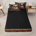 thumbnail image 4 of Manfei Sunset Lake Zipper Full Size Comforter Sets with Fitted Sheet and 2 Pillowcases,Rustic Wolf Zipper Bedding Set,Brown,Black Reversible,4pcs, 4 of 8