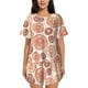 thumbnail image 1 of Fotbe Mushrooms2 Conjunto de Pijama Estampado para Mujer, 2 Piezas, Ropa de Dormir con Camiseta de Manga Corta y Shorts Suaves-Small, 1 of 6
